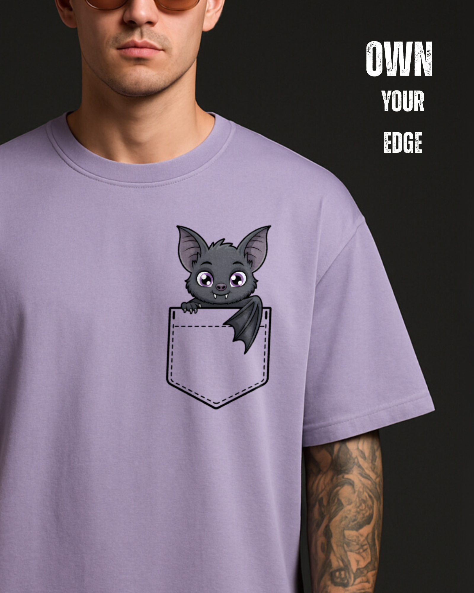 Bat Peekaboo Pocket - Oversized T-Shirt