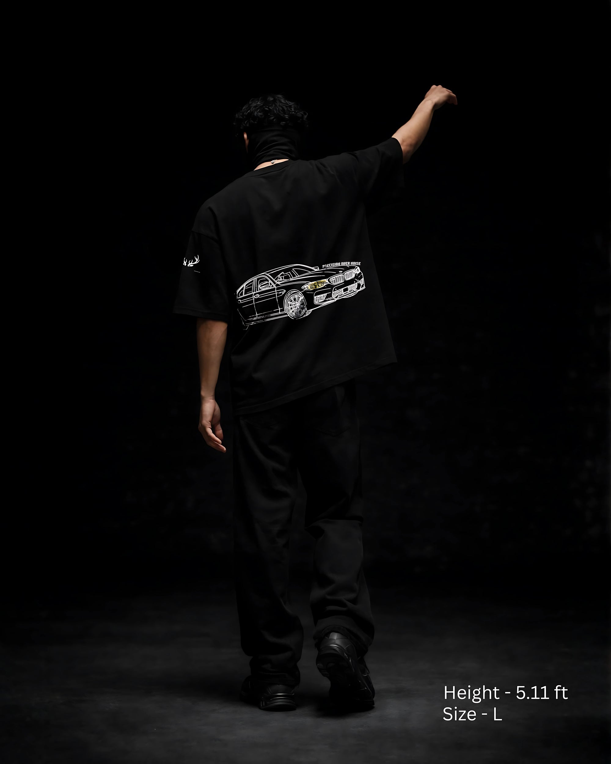 PRECISION OVER NOISE BLACK OVERSIZED TSHIRT