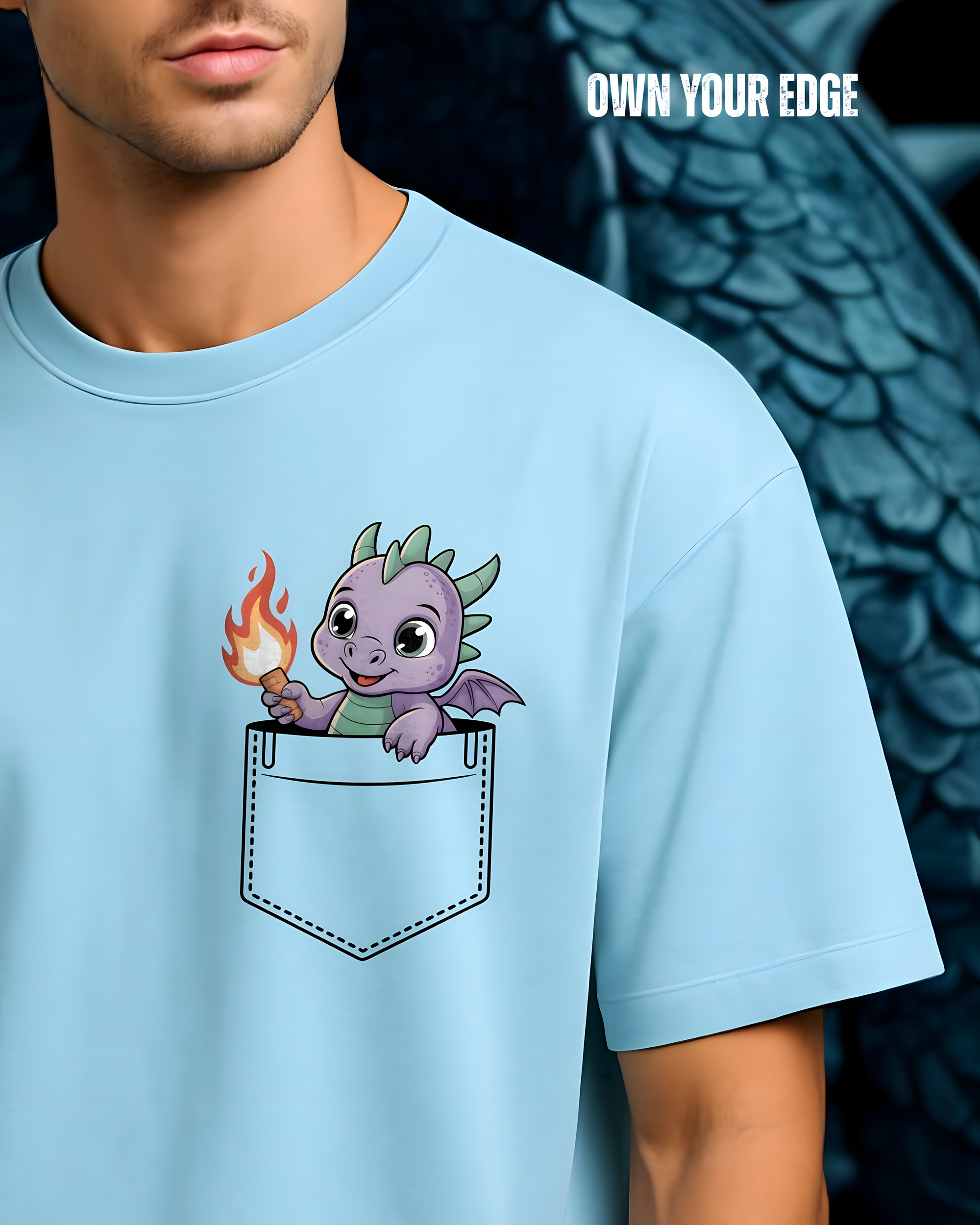 Dragon Peekaboo Pocket - Oversized T-Shirt