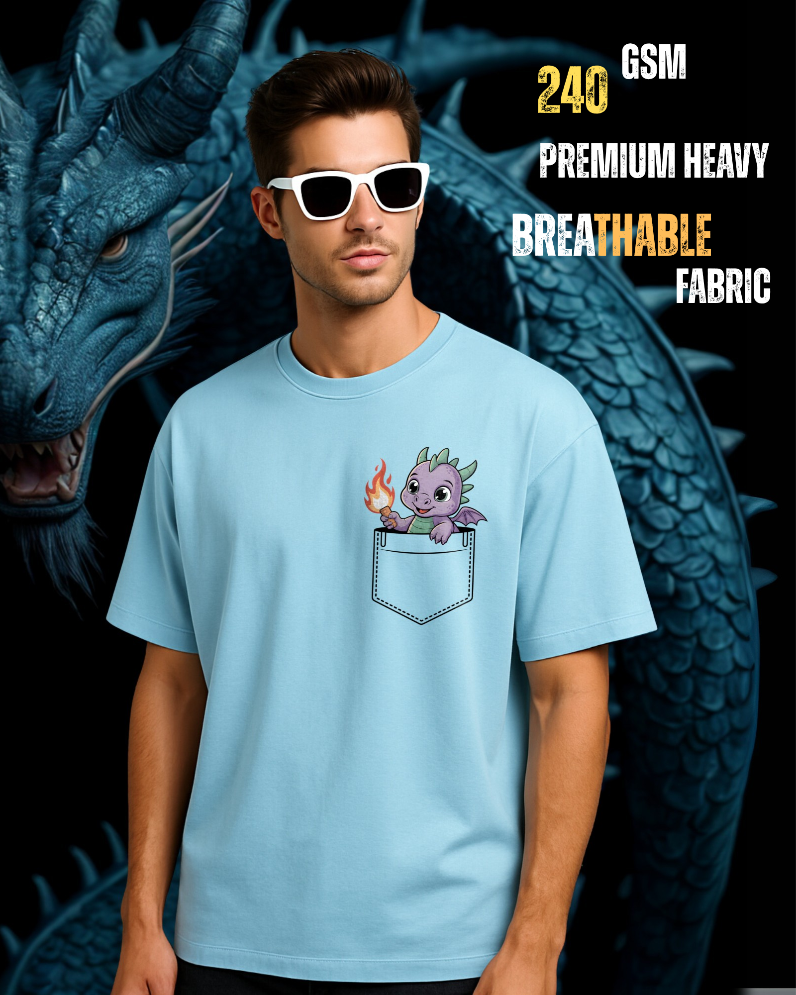 Dragon Peekaboo Pocket - Oversized T-Shirt