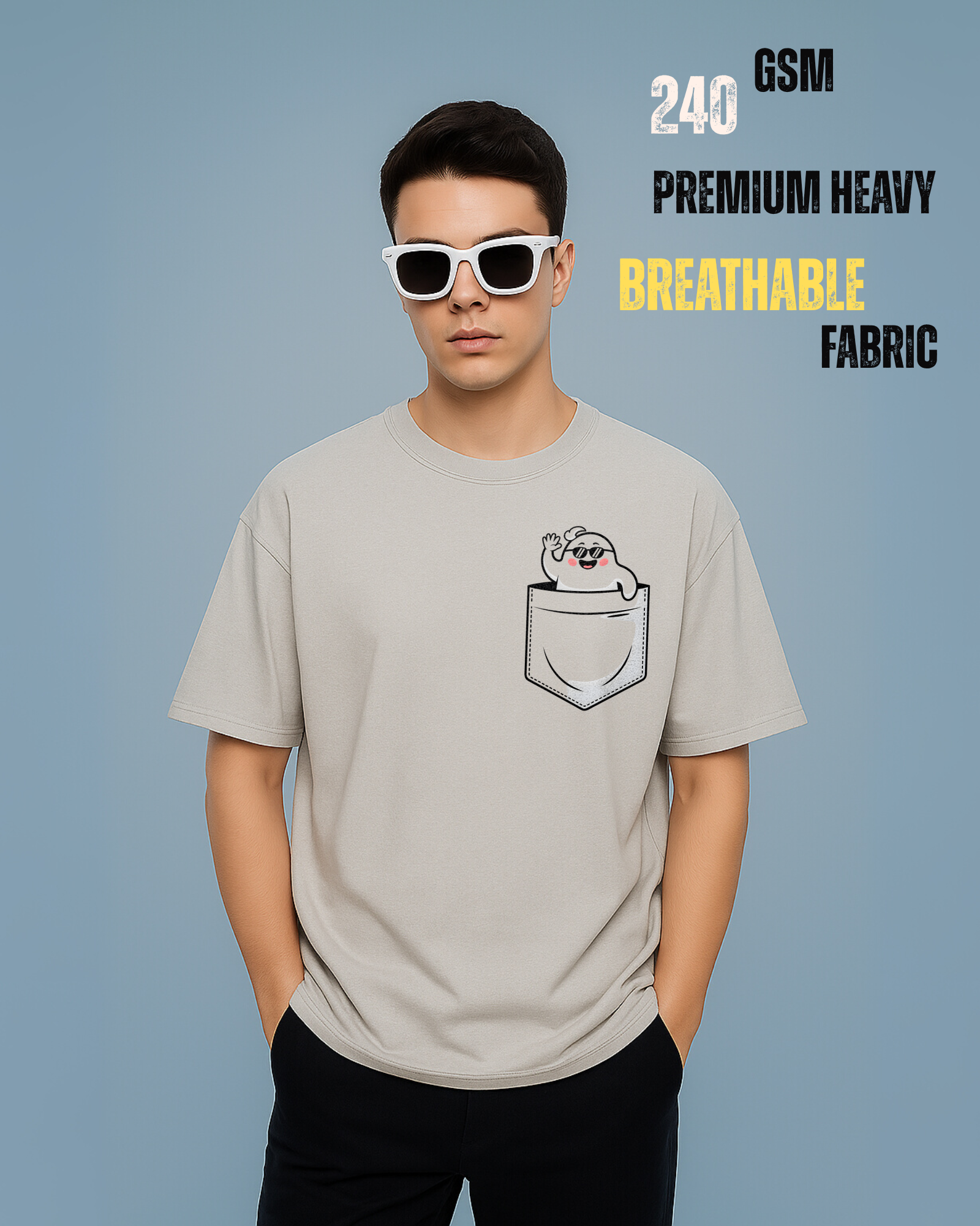Ghost Peekaboo Pocket - Oversized T-Shirt