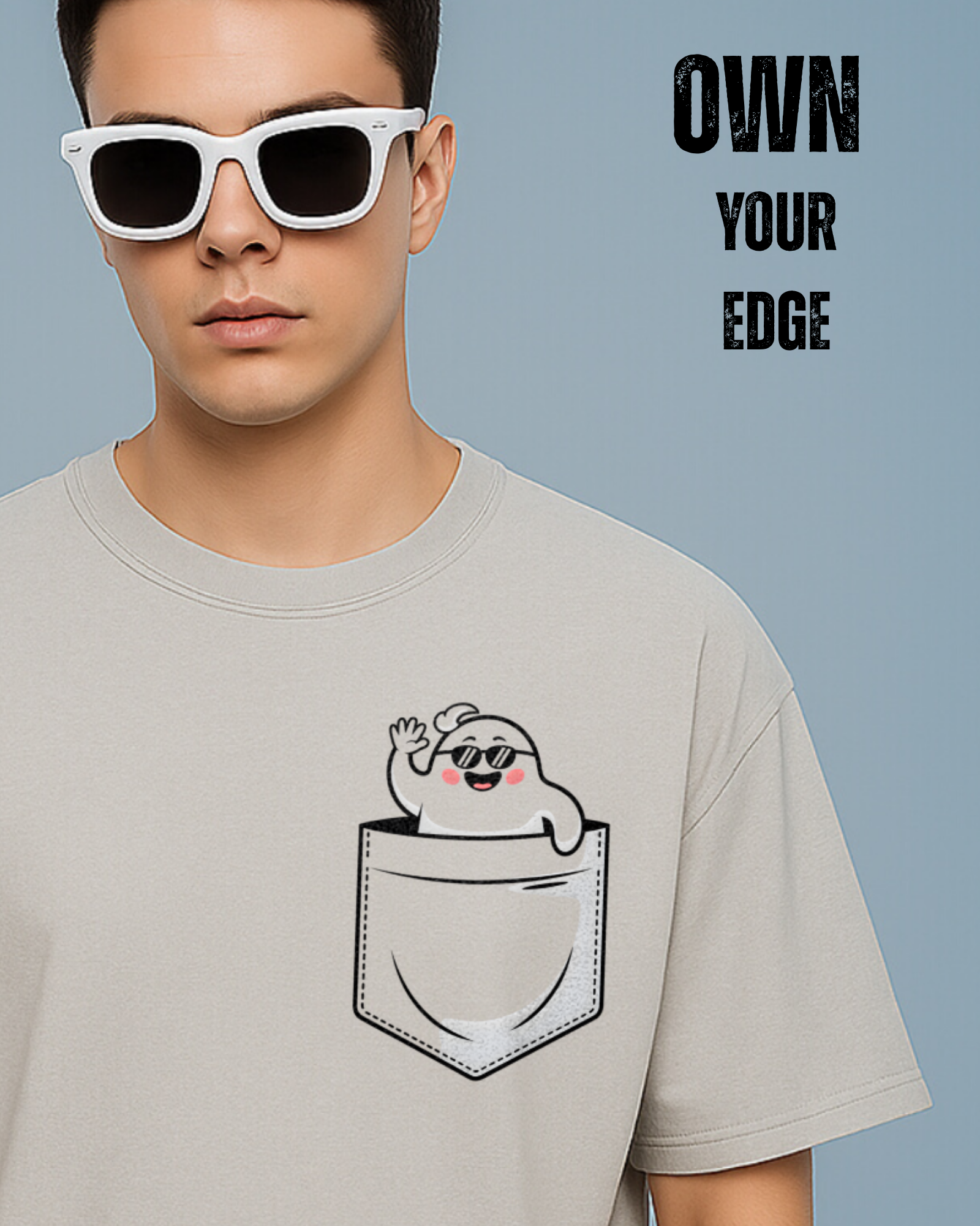 Ghost Peekaboo Pocket - Oversized T-Shirt
