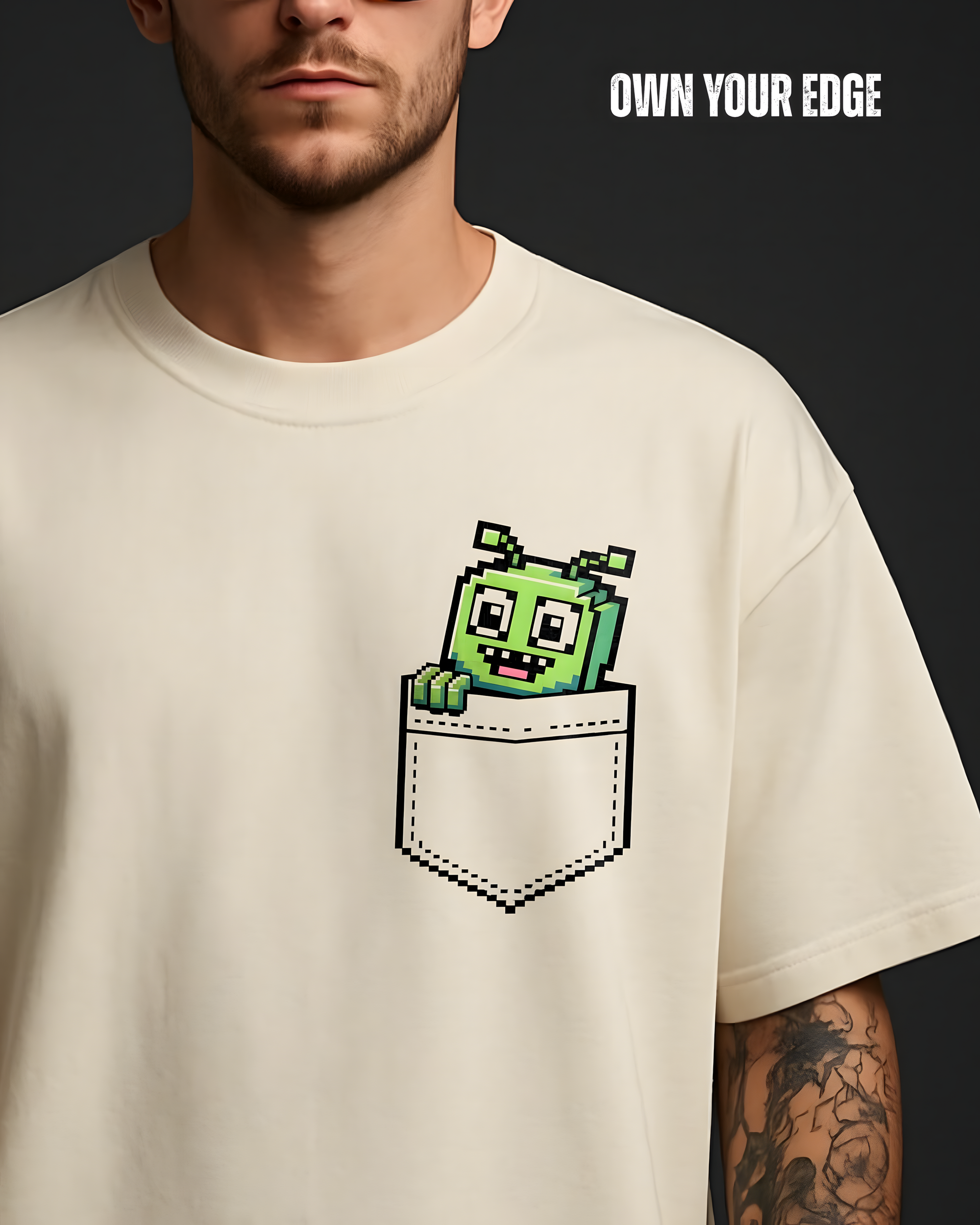 Pixel Peekaboo Pocket - Oversized T-Shirt