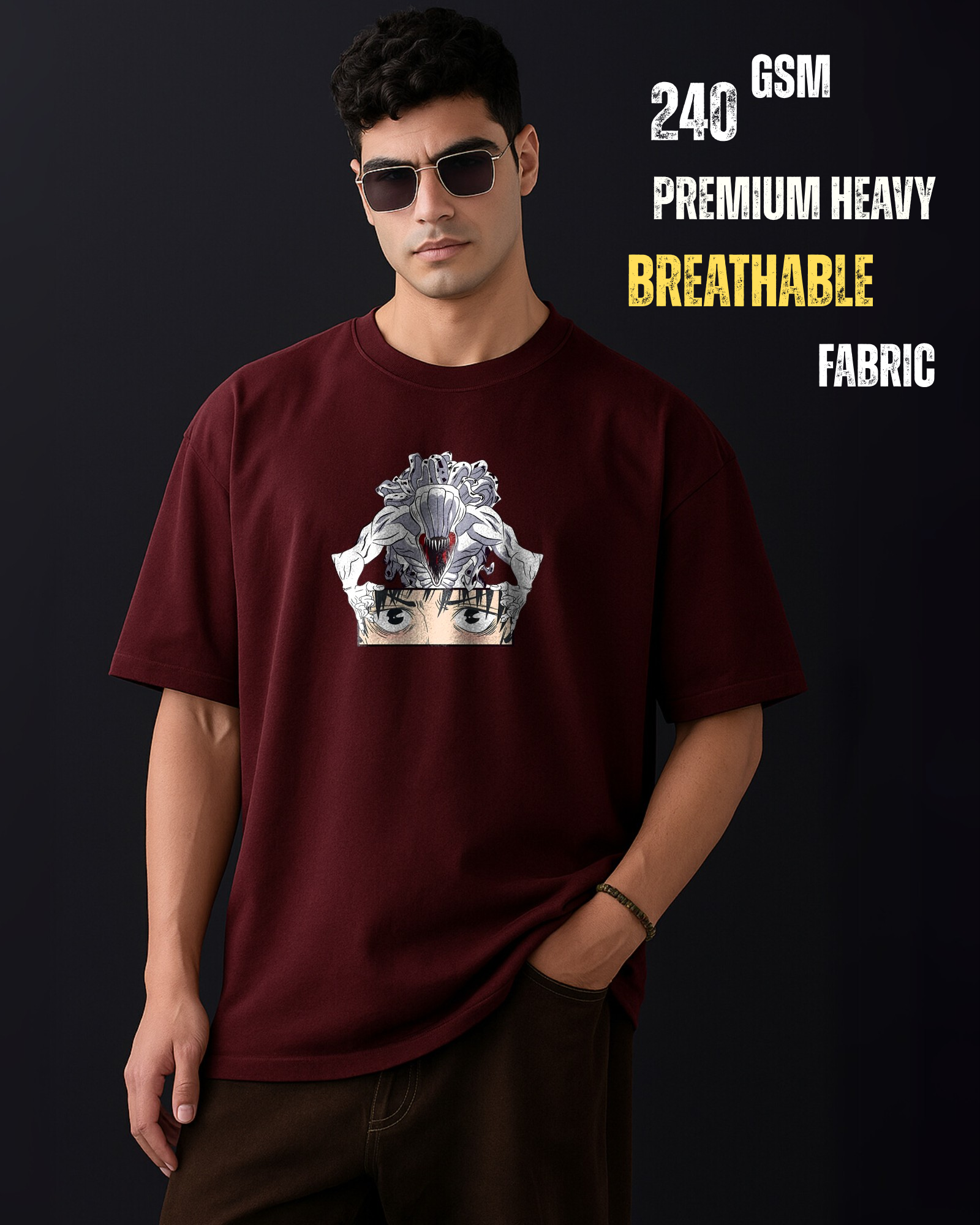 Oversized Anime T-Shirt – Cursed Bond Aura