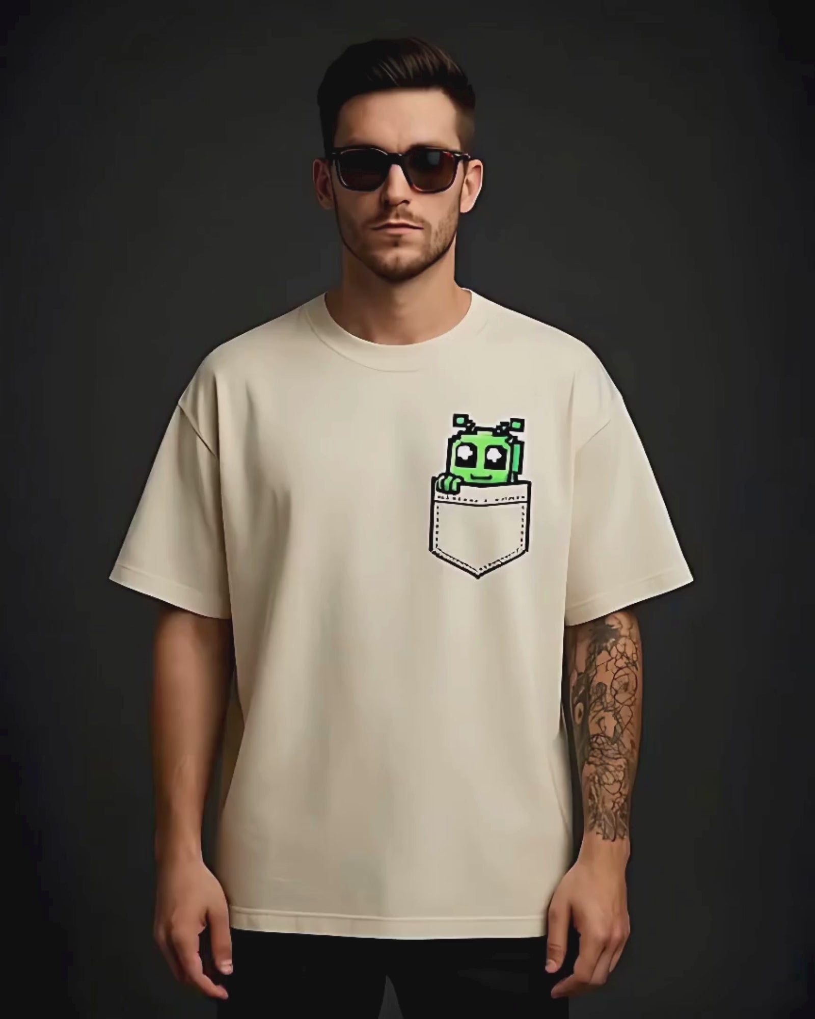 Pixel Peekaboo Pocket - Oversized T-Shirt